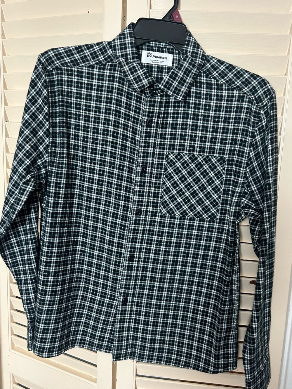 No Boundaries Black and White Plaid Button-Down Shirt